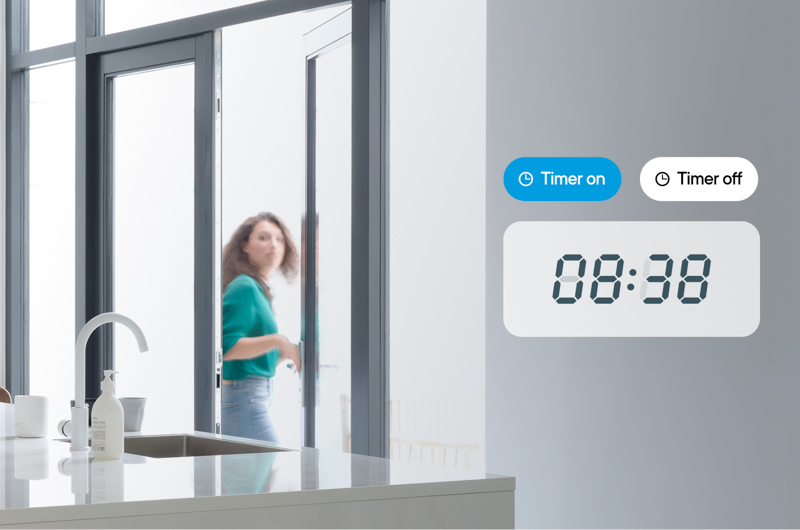 Funkcja Timer w pilocie URC1045 automatycznie włączająca i wyłączająca klimatyzację